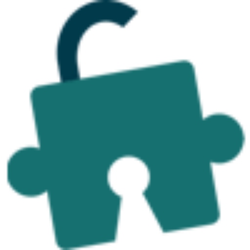 Logo from Esciri. Combination of lock and puzzle piece