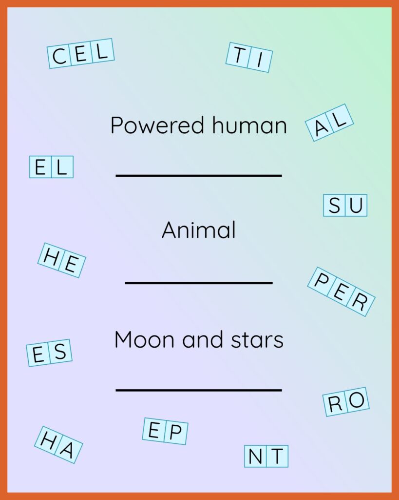 Can you figure out the words that are described using all the letter groups?