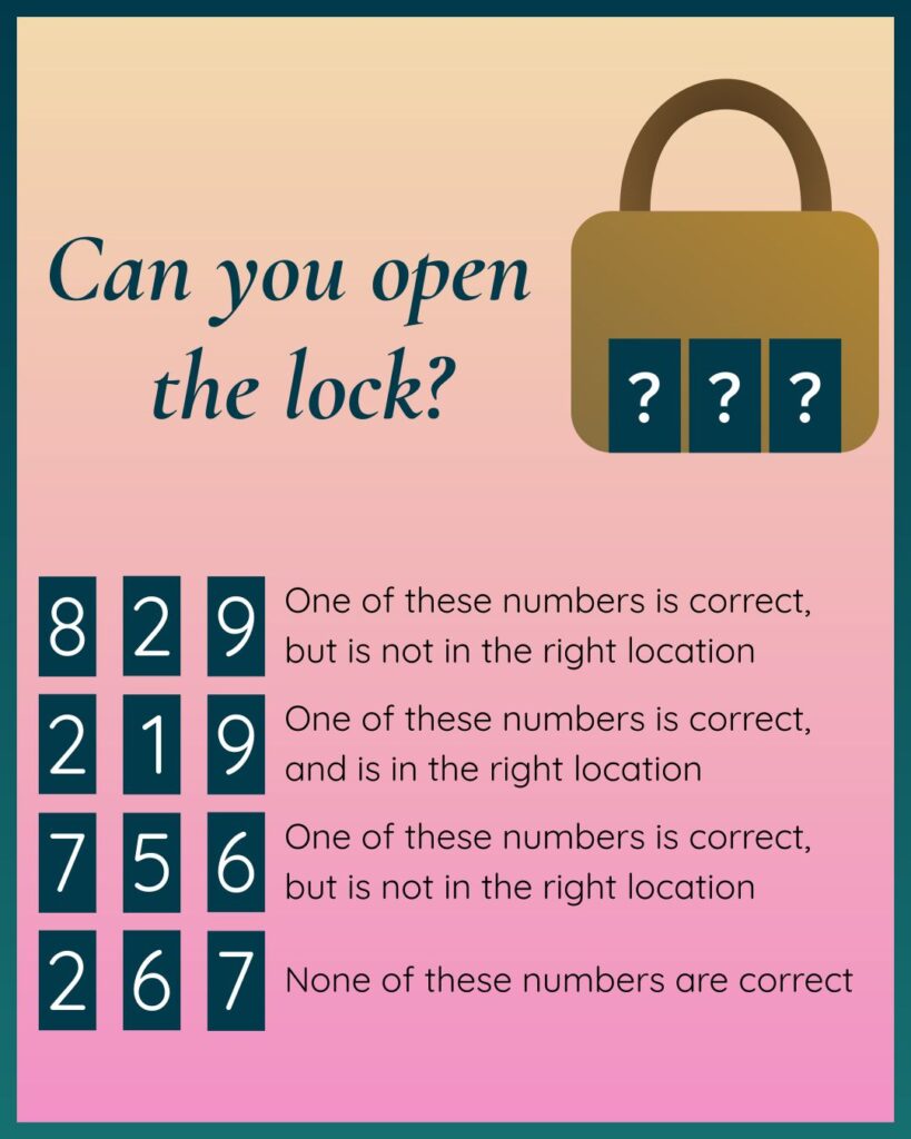Can you figure out which three number are needed to open this lock?